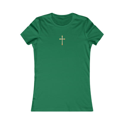 Women’s Gold Cross Pendant-Style Favorite Tee – Elegant Christian Faith Shirt