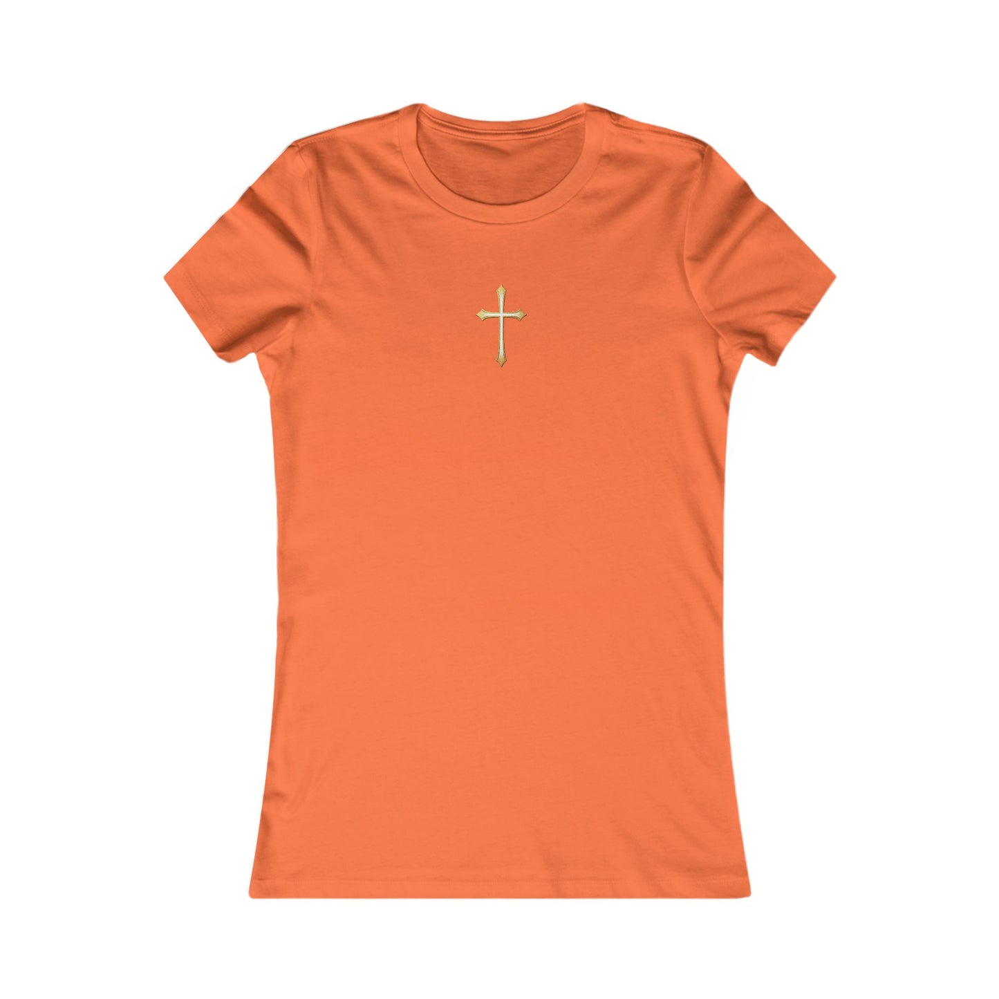 Women’s Gold Cross Pendant-Style Favorite Tee – Elegant Christian Faith Shirt