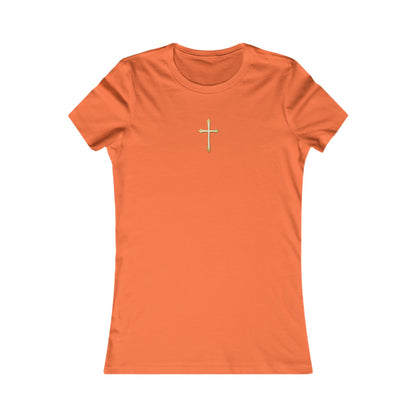 Women’s Gold Cross Pendant-Style Favorite Tee – Elegant Christian Faith Shirt