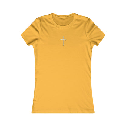 Women’s Gold Cross Pendant-Style Favorite Tee – Elegant Christian Faith Shirt