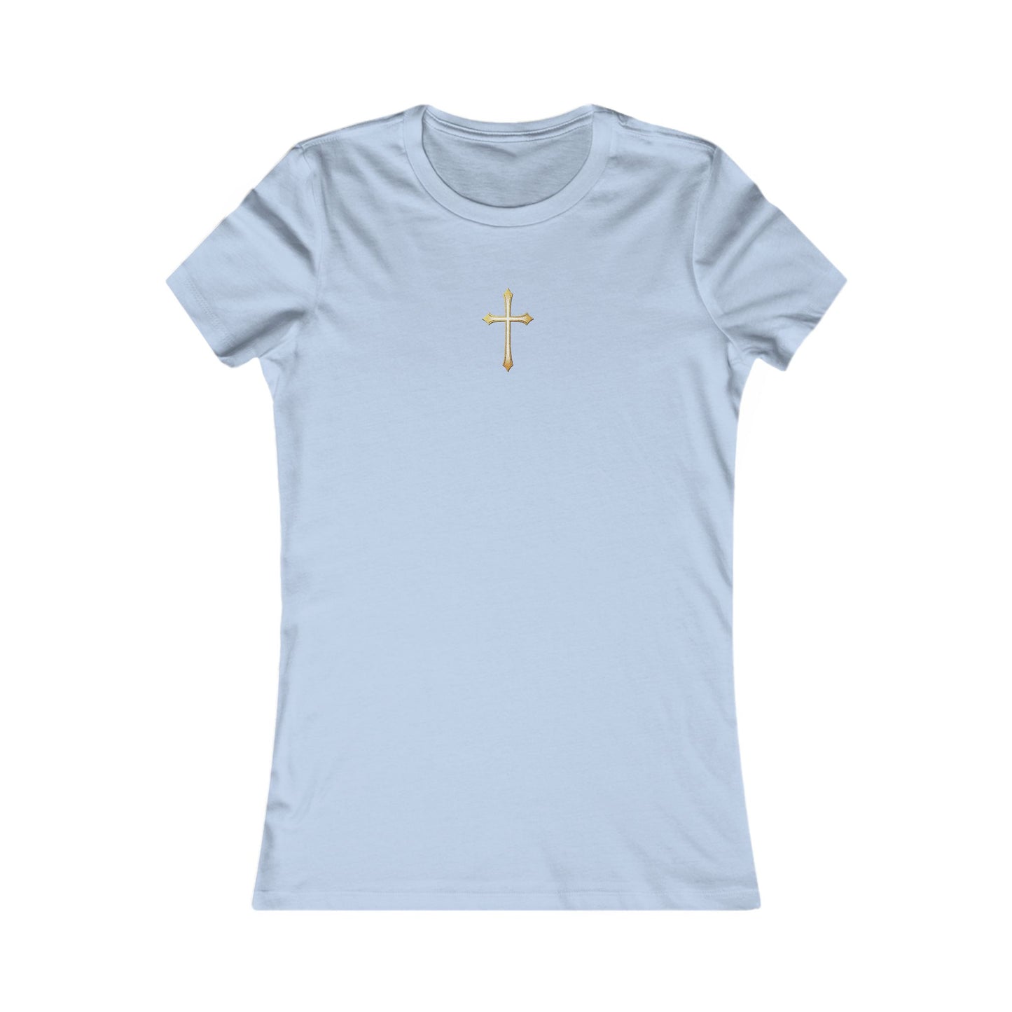 Women’s Gold Cross Pendant-Style Favorite Tee – Elegant Christian Faith Shirt