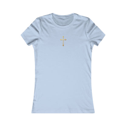 Women’s Gold Cross Pendant-Style Favorite Tee – Elegant Christian Faith Shirt