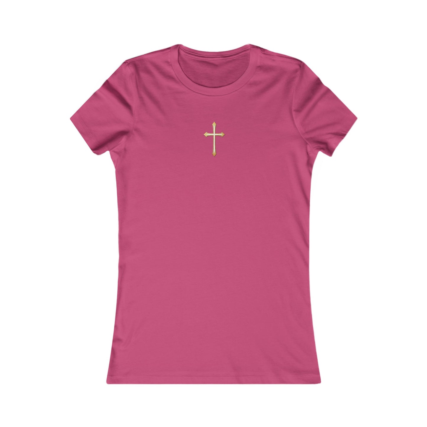 Women’s Gold Cross Pendant-Style Favorite Tee – Elegant Christian Faith Shirt