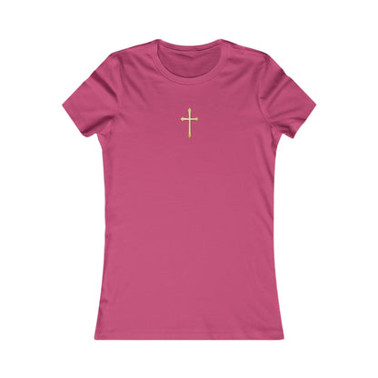 Women’s Gold Cross Pendant-Style Favorite Tee – Elegant Christian Faith Shirt