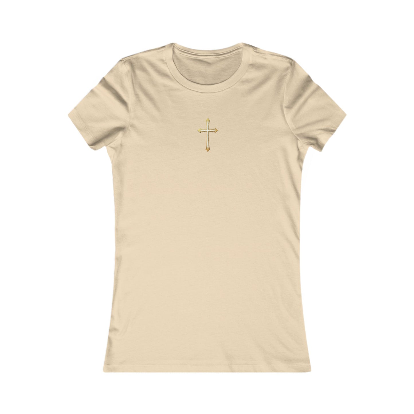 Women’s Gold Cross Pendant-Style Favorite Tee – Elegant Christian Faith Shirt