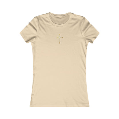 Women’s Gold Cross Pendant-Style Favorite Tee – Elegant Christian Faith Shirt