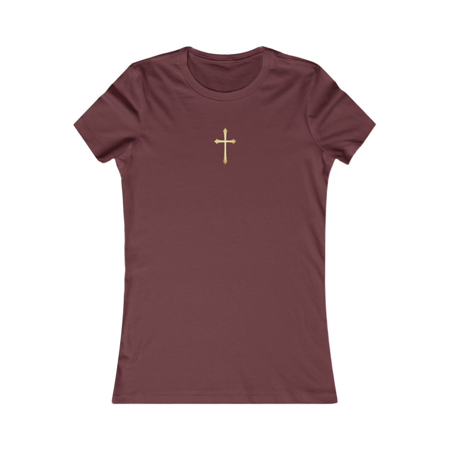 Women’s Gold Cross Pendant-Style Favorite Tee – Elegant Christian Faith Shirt