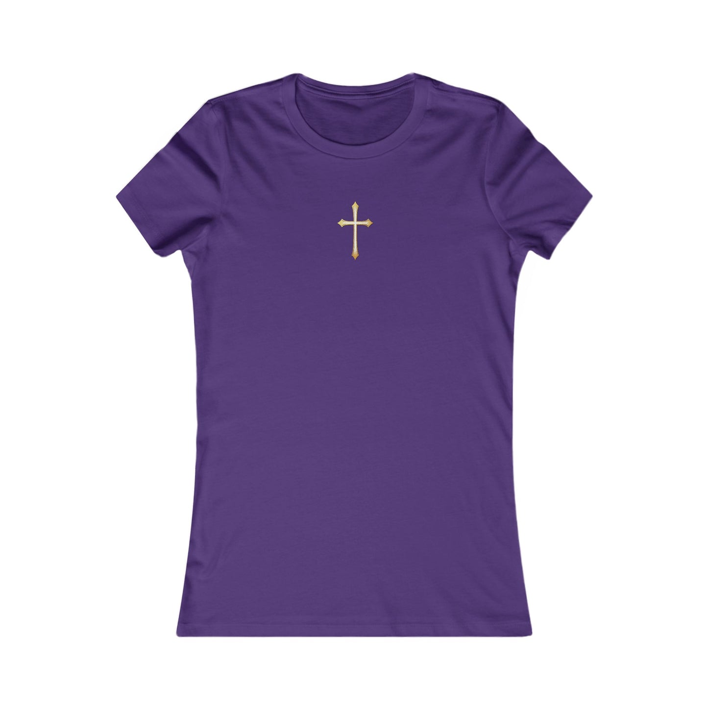 Women’s Gold Cross Pendant-Style Favorite Tee – Elegant Christian Faith Shirt