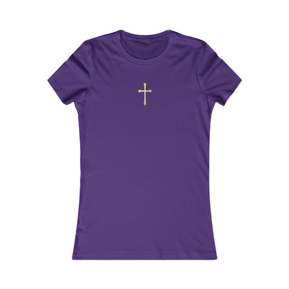 Women’s Gold Cross Pendant-Style Favorite Tee – Elegant Christian Faith Shirt