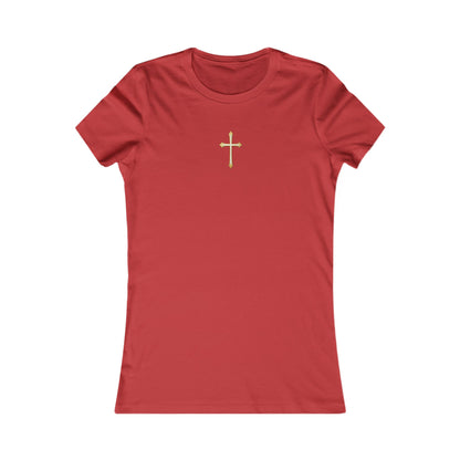 Women’s Gold Cross Pendant-Style Favorite Tee – Elegant Christian Faith Shirt