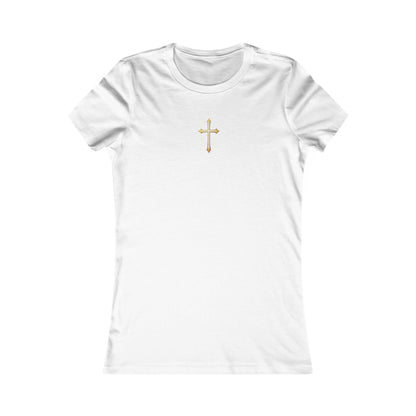 Women’s Gold Cross Pendant-Style Favorite Tee – Elegant Christian Faith Shirt