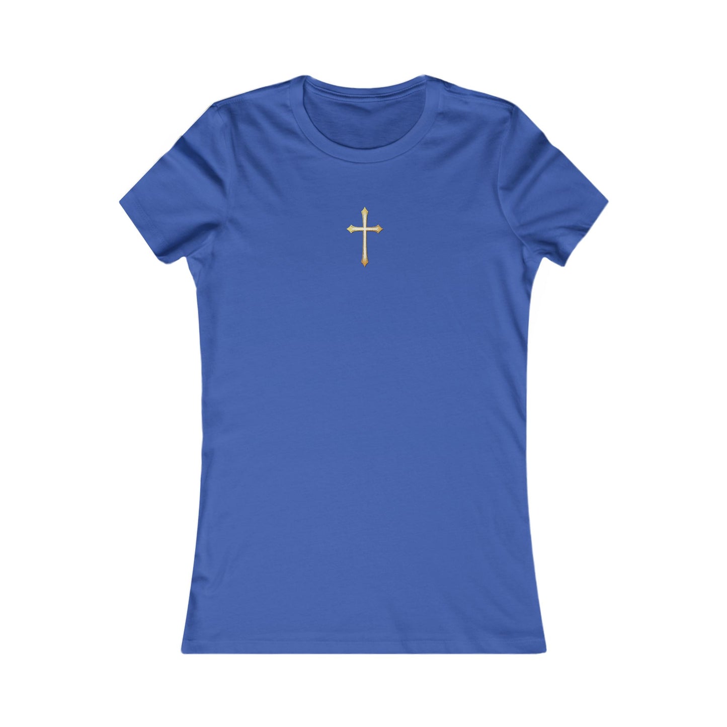 Women’s Gold Cross Pendant-Style Favorite Tee – Elegant Christian Faith Shirt