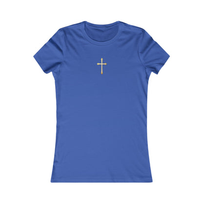 Women’s Gold Cross Pendant-Style Favorite Tee – Elegant Christian Faith Shirt