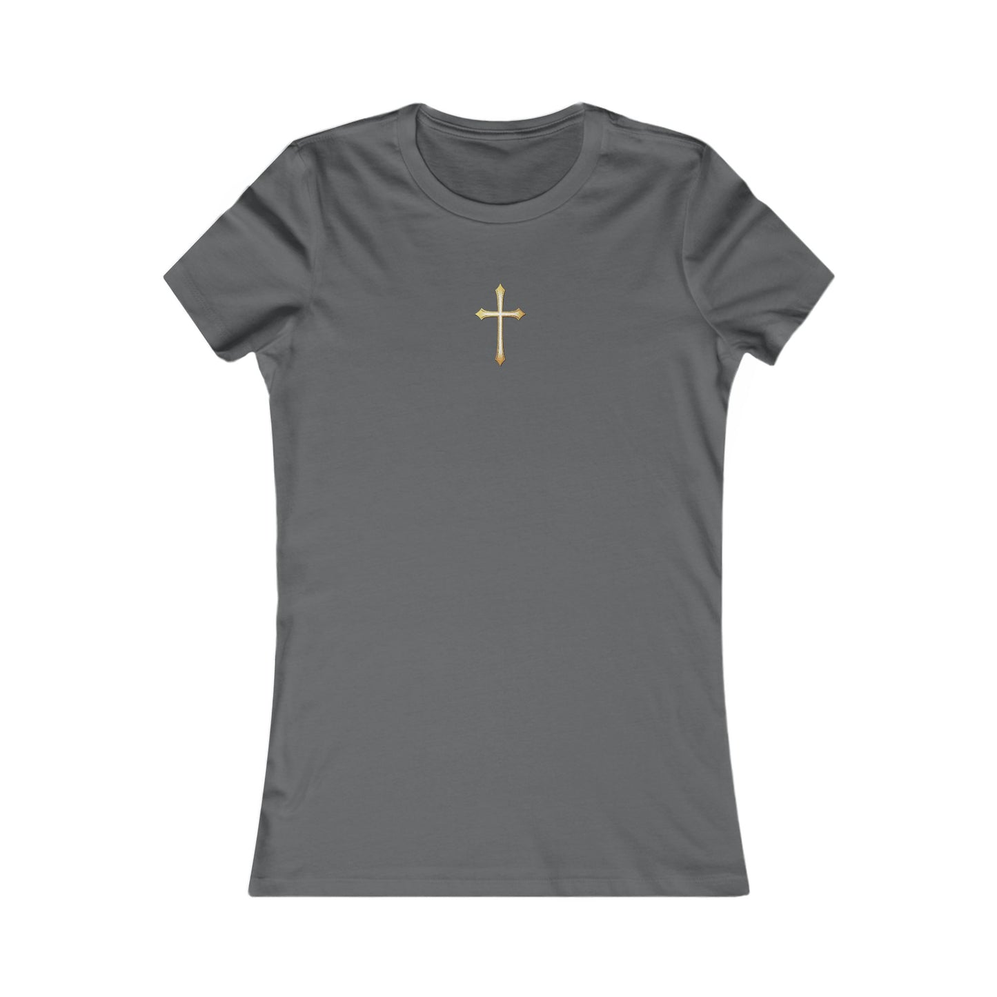 Women’s Gold Cross Pendant-Style Favorite Tee – Elegant Christian Faith Shirt