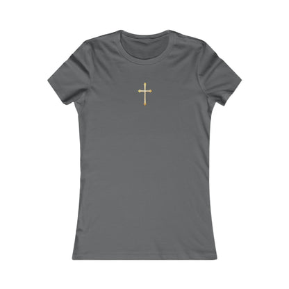 Women’s Gold Cross Pendant-Style Favorite Tee – Elegant Christian Faith Shirt