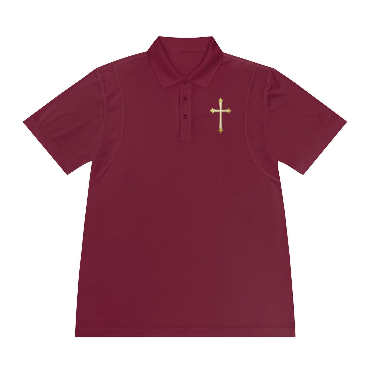 Men’s Modern Gold Cross Polo Shirt – Sleek Faith-Inspired Design