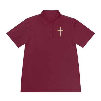 Men’s Modern Gold Cross Polo Shirt – Sleek Faith-Inspired Design