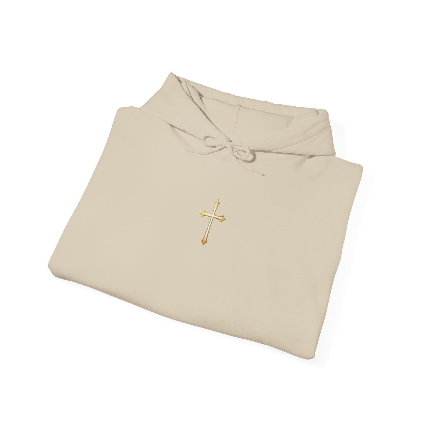 Women’s Gold Cross Hoodie – Christian Faith Hoodie with Front & Back Design
