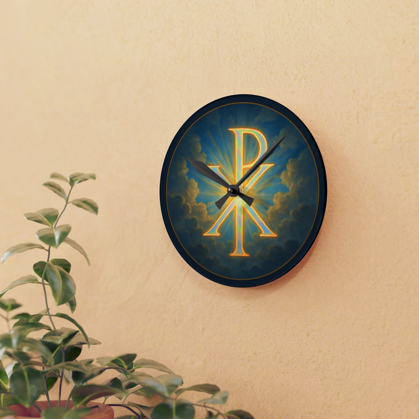 Chi Rho Sky Wall Clock – Timeless Christian Faith Decor