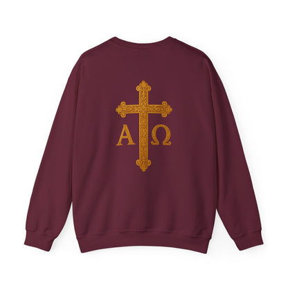 Christ is King – Men’s Christian Sweatshirt with Crowned Lion & Cross