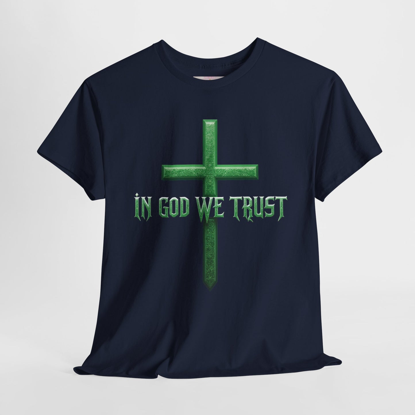 Bold Faith – Men’s Christian “In God We Trust” Cross Tee