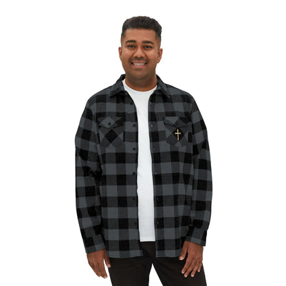 Faithful Threads – Men’s Classic Flannel Shirt with Gold Cross