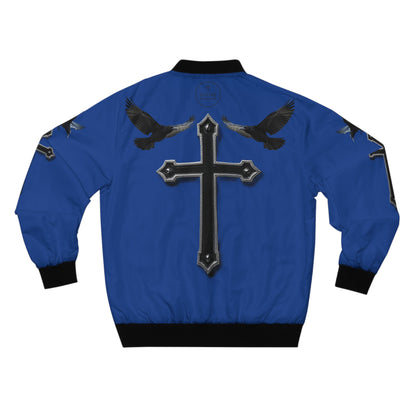 Faithful Guardians – Cross & Crows Men’s Bomber Jacket in Blue