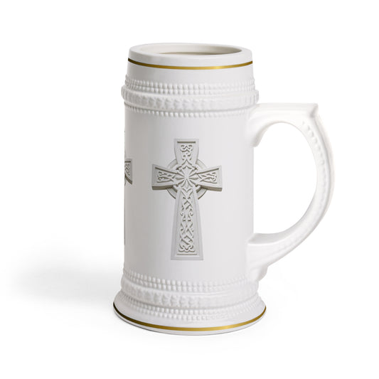 Celtic Cross Beer Stein – Christian Heritage Mug – 22oz Ceramic Stein