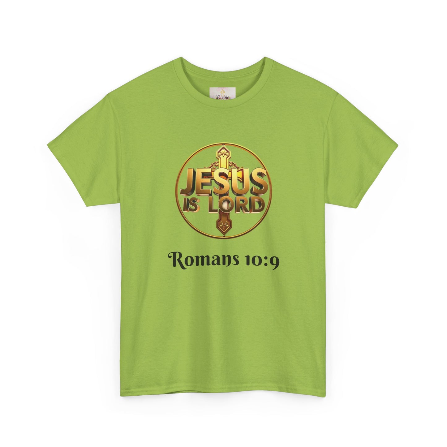 Men’s Romans 10:9 Christian T-Shirt – Jesus Is Lord & He Is Risen (Dark Lettering)
