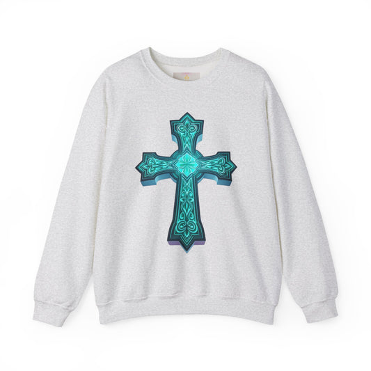Men’s Faith-Forged Sweatshirt – Luminous Cross Design