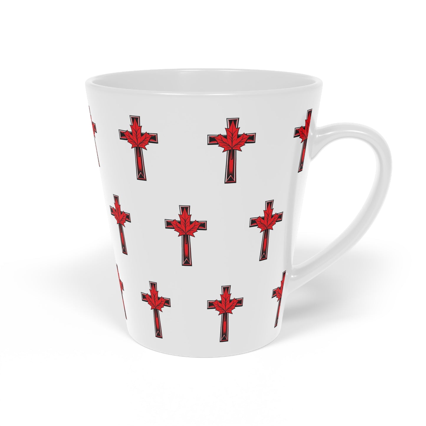 Faith & Country Latte Mug – Cross with Canadian Maple Leaf