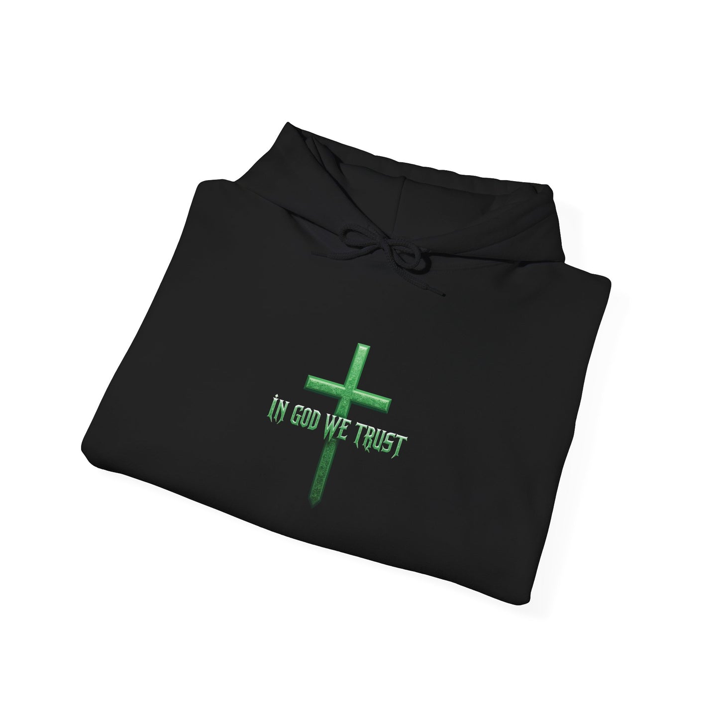 Stand Firm – Men’s Christian Hoodie with “In God We Trust” Cross Design