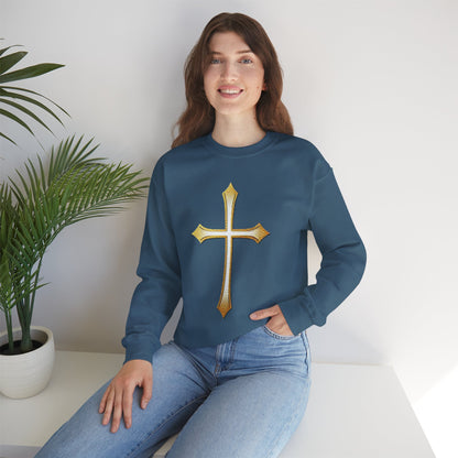 Women’s Gold Cross Sweatshirt – Christian Faith Apparel
