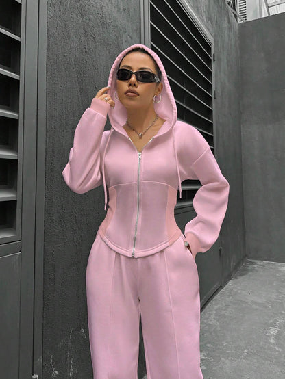 Joyous Peace Hooded Cardigan Slim Fit Set