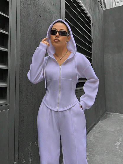 Joyous Peace Hooded Cardigan Slim Fit Set