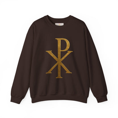 Divine Comfort – Women’s Gold Chi Rho Christian Sweatshirt