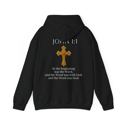 “The Word Eternal” – Women’s Christian Hoodie with White Lettering (John 1:1)