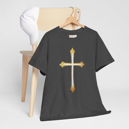 Men’s Gold Cross Tee – Christian Faith-Inspired Apparel