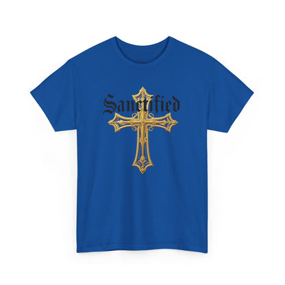 Sanctified Men's Gothic Cross T-Shirt – Faith in Bold Elegance