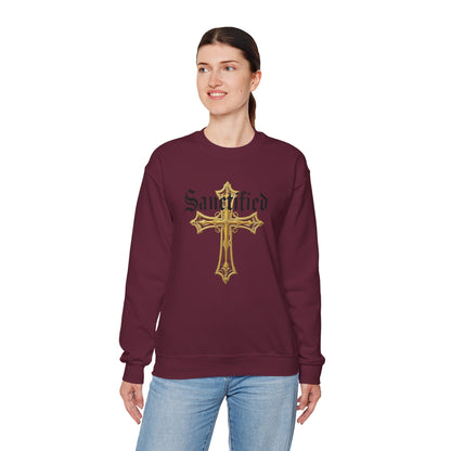 Sanctified Women's Gothic Cross Sweatshirt – Elegant Faith Wear