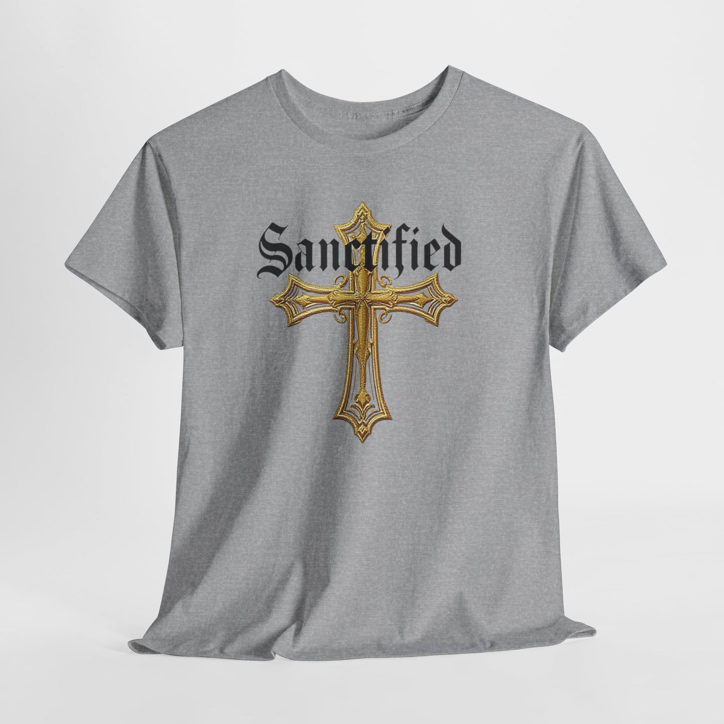 Sanctified Men's Gothic Cross T-Shirt – Faith in Bold Elegance