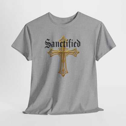 Sanctified Men's Gothic Cross T-Shirt – Faith in Bold Elegance