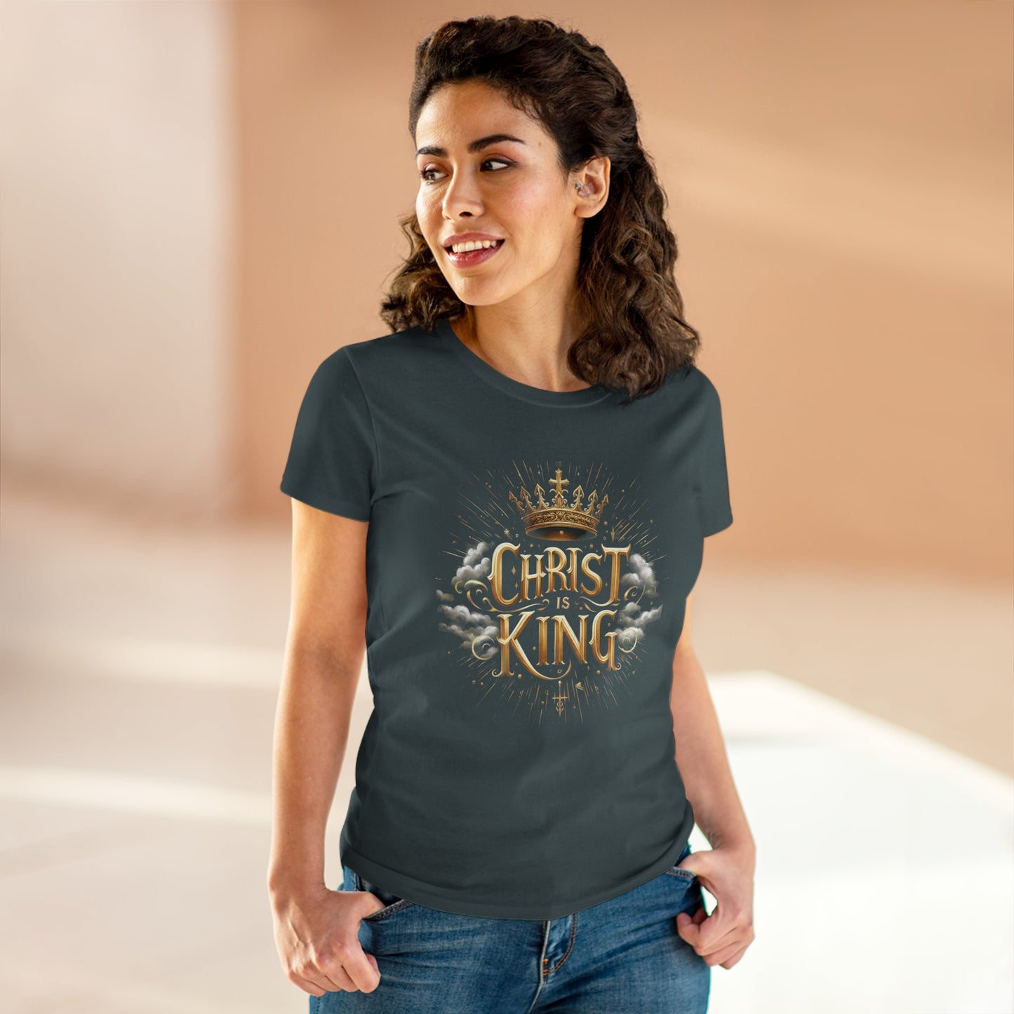 Christ is King – Bold Women’s Softstyle Tee of Royal Faith