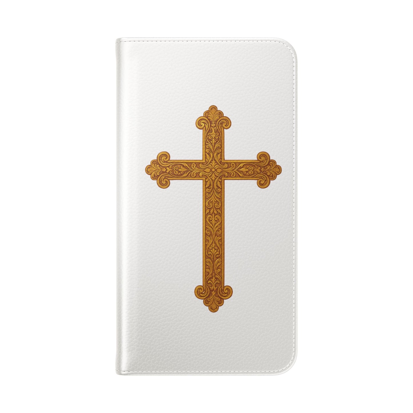 White with Gold Cross & 1 Corinthians 1:18 - Samsung Flip/Wallet Phone Case