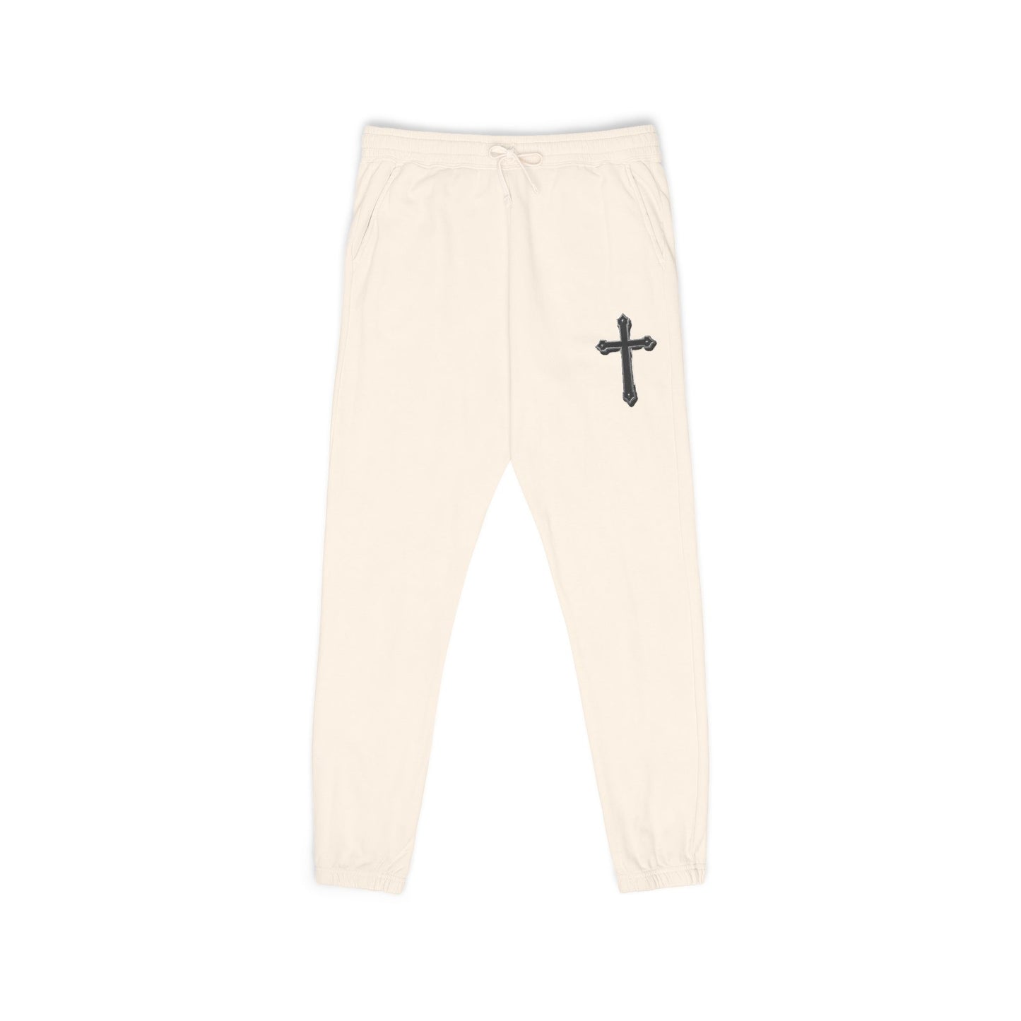 Men’s Black Cross Fleece Jogger Pants – Faith-Inspired Comfort & Everyday Style