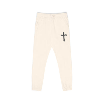 Men’s Black Cross Fleece Jogger Pants – Faith-Inspired Comfort & Everyday Style