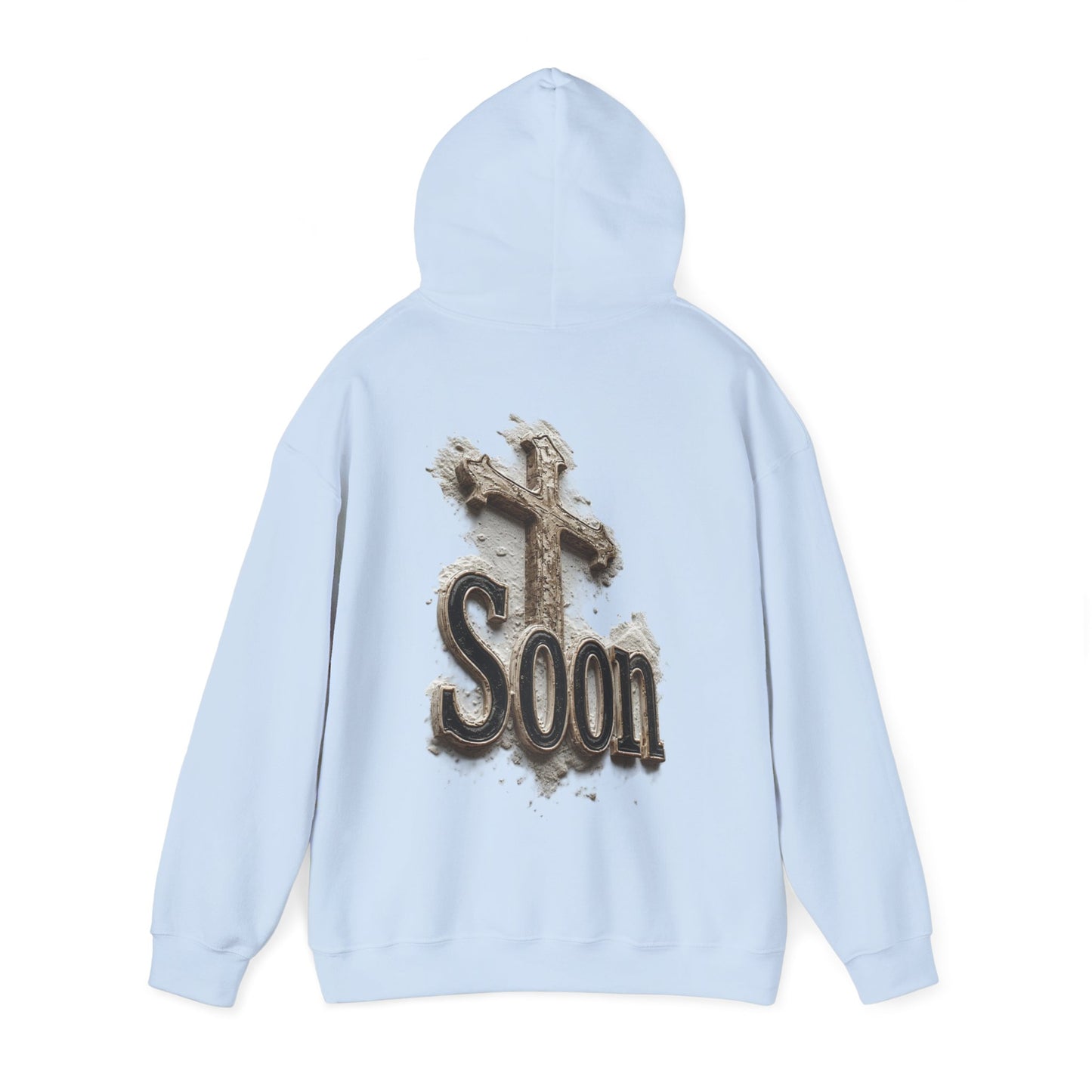 Soon: Revelation 22:12 Cross Hoodie – Men’s Christian Faithwear (Dark Lettering)