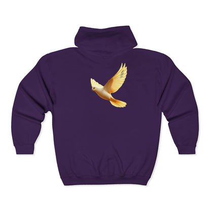 Peaceful Spirit Women's Zip-Up Hoodie with Dove in Flight Design