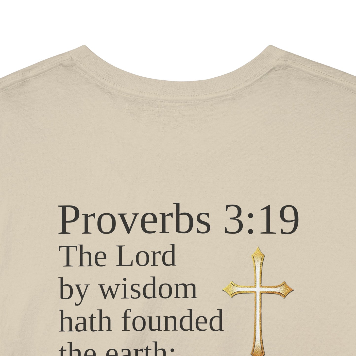 Wisdom in the Atom – Men’s Spiritual T-Shirt (Black Text)