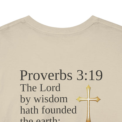 Wisdom in the Atom – Men’s Spiritual T-Shirt (Black Text)